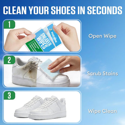 Sneaker Cleaning Wipes, Dual-Sided Instant Shoe Cleaner Wipes for White Sneakers, Waterless Shoe Cleaning Wipes for Leather, Canvas, Mesh & Rubber, Individually Wrapped Travel Shoe Wipes, 35 Count