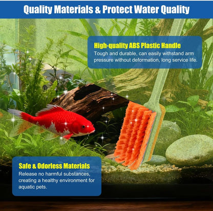 DaToo Small Glass Aguarium Cleaning Tool Algae Scraper for Acrylic Aquariums Fish Tank Cleaner Brush (Longer Size)