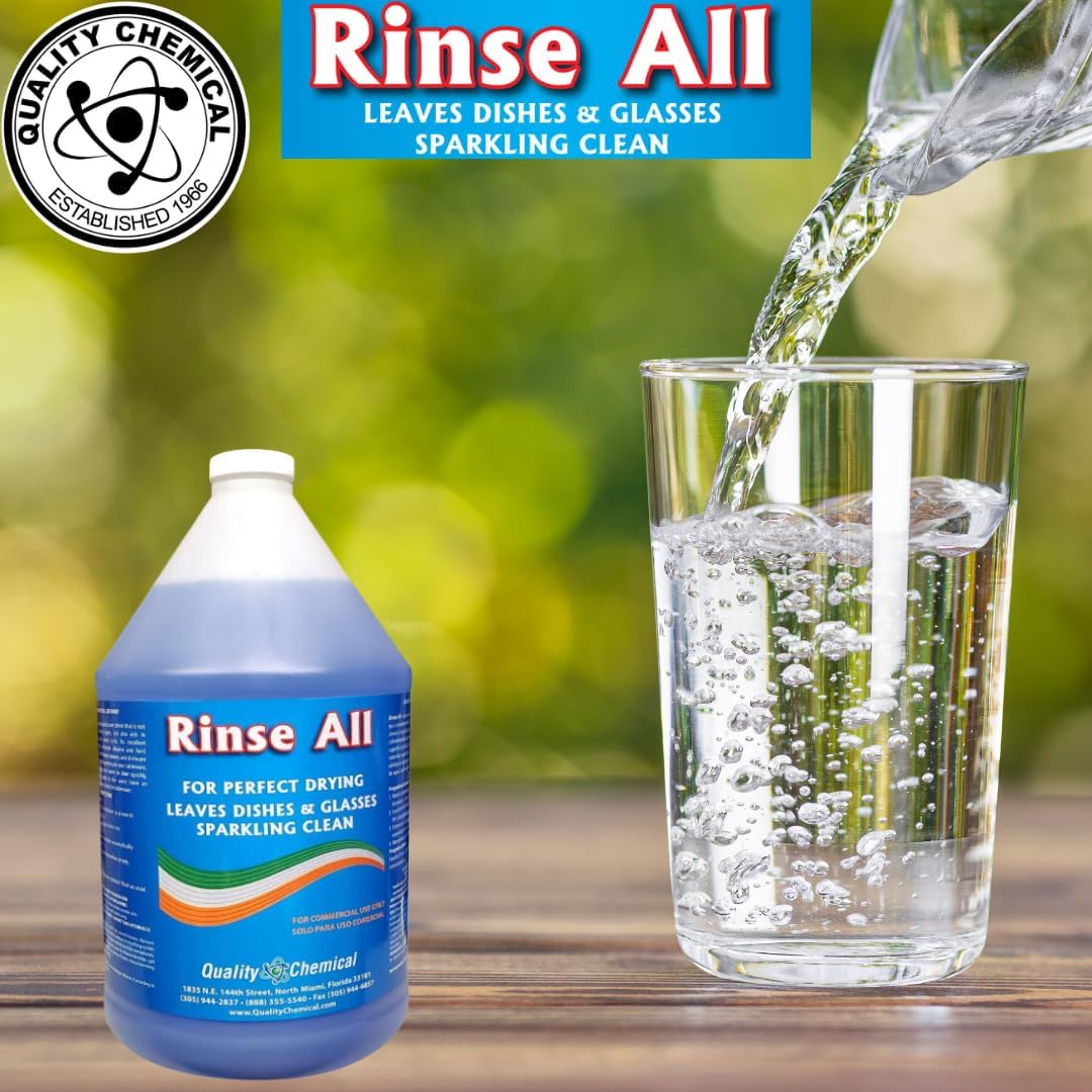 Quality Chemical Rinse All/Commercial Industrial Grade Rinse Aid/Dishwasher Rinse Aid Liquid, heat and cool dry Finish/Rinse Agent Dishwasher/Leave Dishes Spotless 640 oz (Pack of 1)