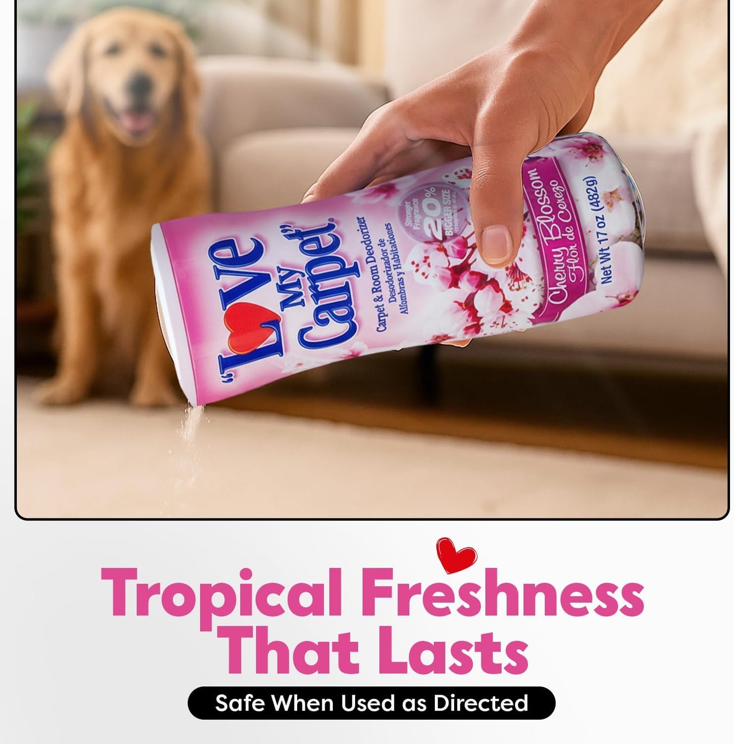 6 Love My Carpet | Carpet Deodorizer & Freshener Powder | 17 oz Pet Odor Eliminator for Strong Odor & Pet Urine | FRESH LINEN | Safe for Homes with Pets