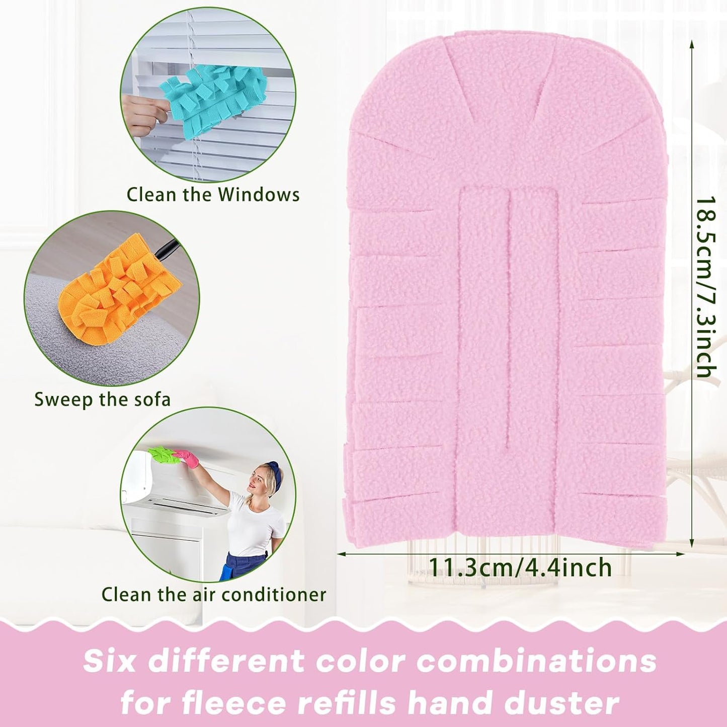 Zubebe 12 Pcs Duster Refill Reusable Fleece Duster Refills Feather Flat Dusters Multi Surface Washable Cleaning Pads Tools for Home, Blinds, Car, Pet, Furniture, Fans (Dark Color)