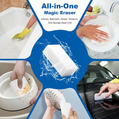 50-Pack Extra-Thick Melamine Sponges – 3.94" × 2.76" × 1.18" Durable Kitchen & Bathroom Cleaning Pads – Powerful, Non-Scratch, Water-Activated Magic Sponge