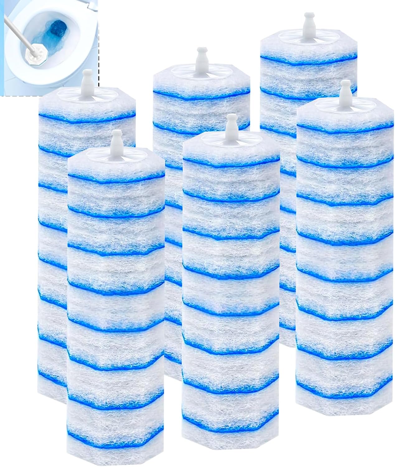 60 Pcs Disposable Toilet Wand Refills for Clorox, 5X Cleaning Power Scrubber, Upgrade Fiber Cleaner Heads for for Toilet and Bathroom Cleaning