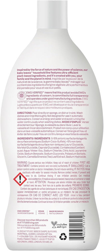 ATTITUDE Baby Bottle & Dish Soap, EWG Verified Bottle Cleaner, Fragrance Free & Dye Free, Removes Milk Residue & Grease, Vegan, Bulk Refill, Unscented, 67.6 Fl Oz (Pack of 4)