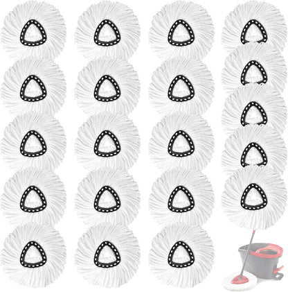 20Pack Spin Mop Replacement Heads,Spinning Mop Replace Head for Floor Cleaning, 100% Microfiber Mop Head Replacement Compatible with Triangle Spin Mop Refill for Easy Wring Mop,White