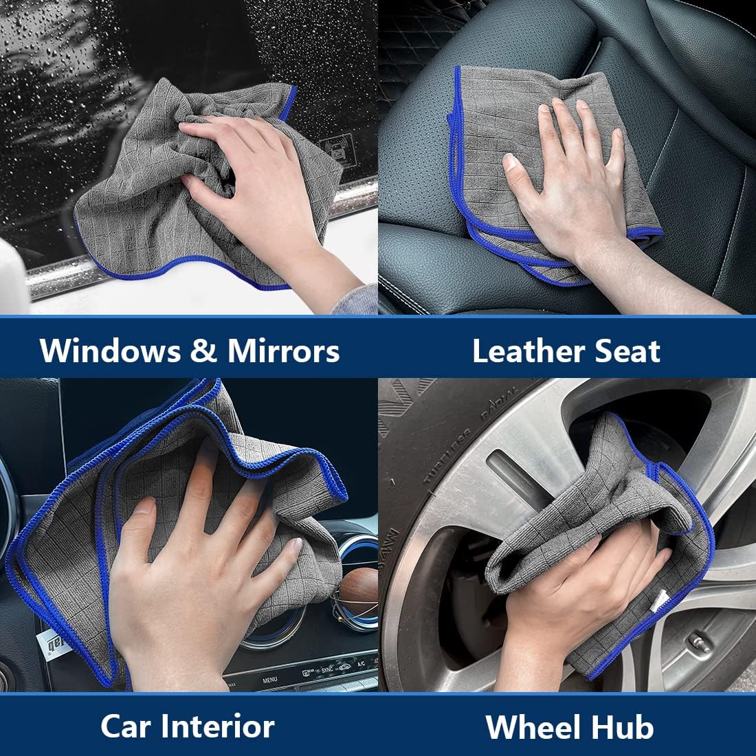 Glass Polishing Cloth Streak Free Miracle Cleaning Cloth Lint Free Microfiber Cleaning Rags for Glasses Kitchen Dish Mirrors Easy Clean, Pack of 6, 12" x 12"