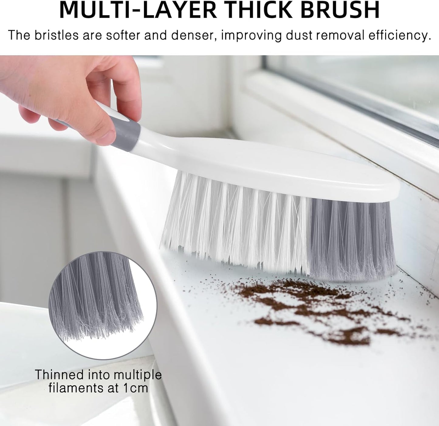 NACENA Dust Pan and Brush Set, Large Hand Broom and Dustpan Set Large Brush and Dustpan Set for Camping Broom and Dustpan Combo for Daily Cleaning Pet Hair Office Home Car, White & Red