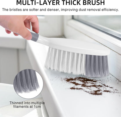NACENA Dust Pan and Brush Set, Large Hand Broom and Dustpan Set Large Brush and Dustpan Set for Camping Broom and Dustpan Combo for Daily Cleaning Pet Hair Office Home Car, White & Red