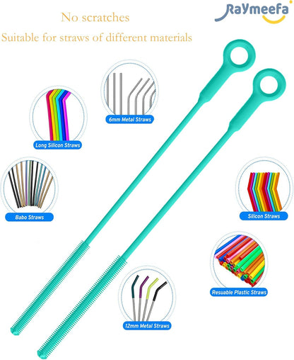 Straw Cleaner Brush Set - Raymeefa Scratch-Free Detail Cleaning for Reusable Straws & Tumblers (Blue)