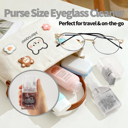2-Pack Eye Glasses Cleaner Spray, Travel-Sized Screen Cleaning Kit with Touchscreen Mist for iPhone, Sunglasses, Computer, Laptop Screens, Phone Electronics with Eyeglass Cloth and Case Lid - Hatstart
