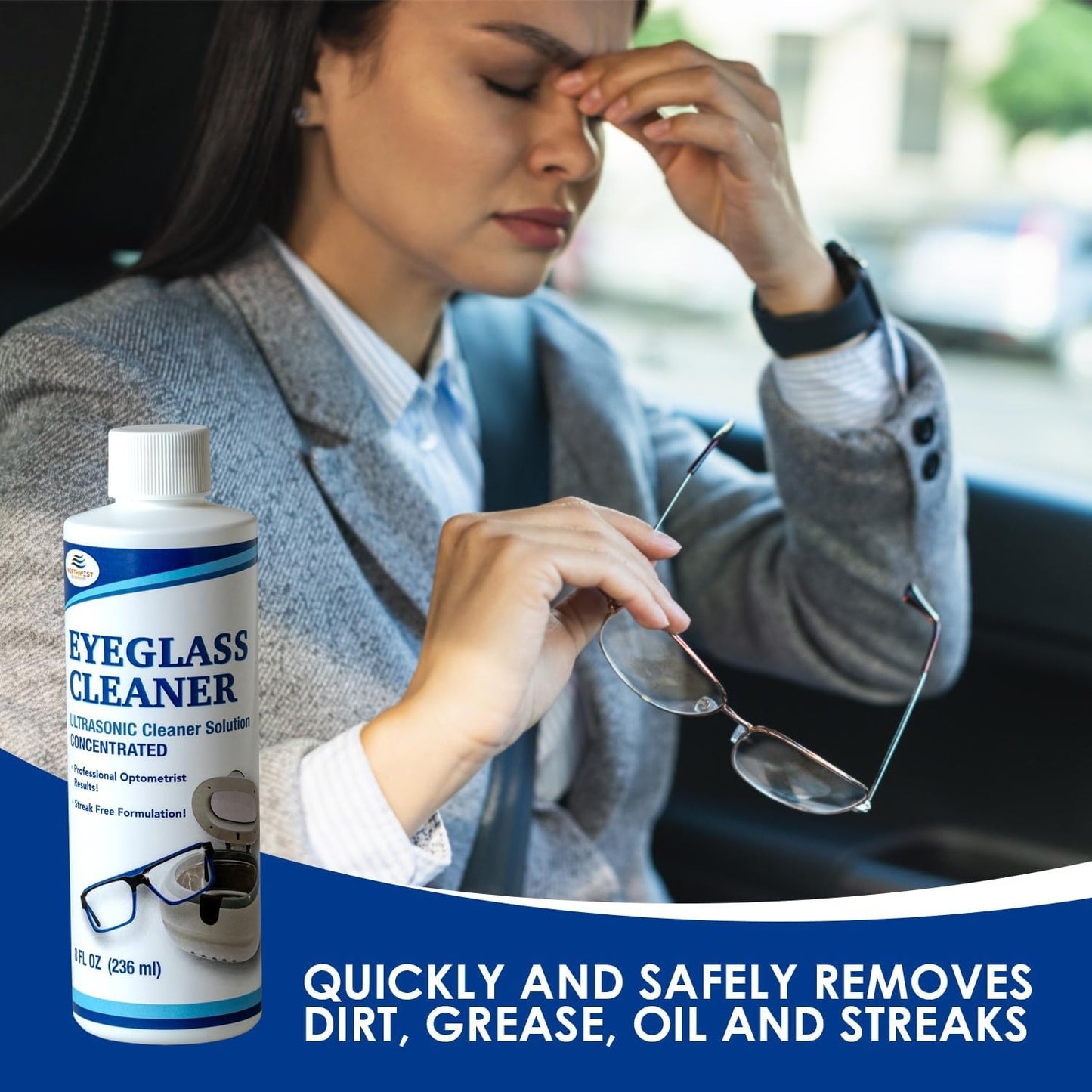 NORTHWEST ENTERPRISES Ultrasonic Eyeglass Cleaner Solution. Concentrated Ultrasonic Glasses Cleaner for use in Sonic and Ultrasonic Machines. (1)