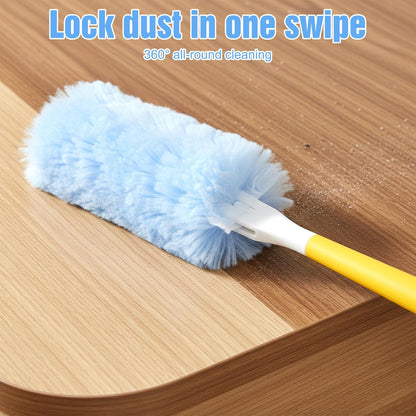 50 Count 360 Heavy Duty Disposable Duster Refills Compatible with Swiffer Multi Surface Feather Dusters Kit with 1 Short Handle and 1 Extenda Handle for Home Cleaning