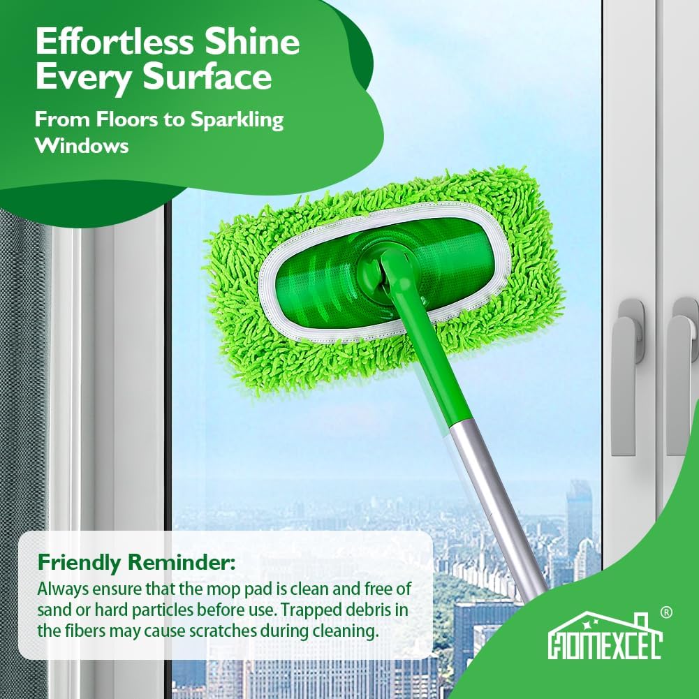 HOMEXCEL Reusable Microfiber Mop Pads Compatible with Swiffer Sweeper-Washable Wet Pad Refills for Wet & Dry Use, Floor Cleaning Mop Head Pads Refills for Household Cleaning, Pack of 4, White