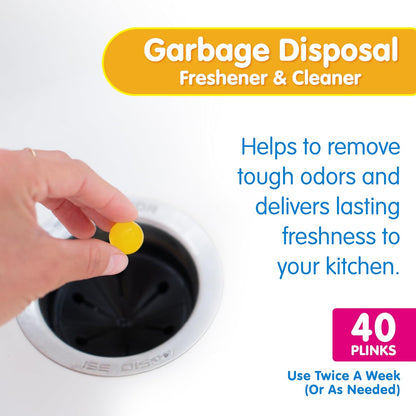 Plink Garbage Disposal Cleaner, Freshener & Odor Removing Balls, Easy to Use, Fresh Lemon Scent, 40 Count