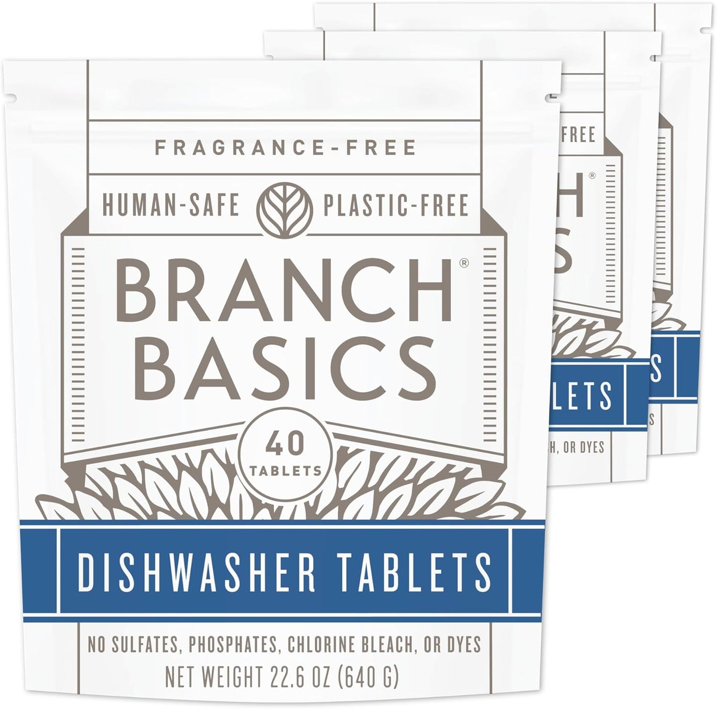 Branch Basics Dishwasher Tablets – 60 Ct | Plastic-Free, Fragrance-Free, Human-Safe | Delivers a Powerful Clean Without Harsh Chemicals