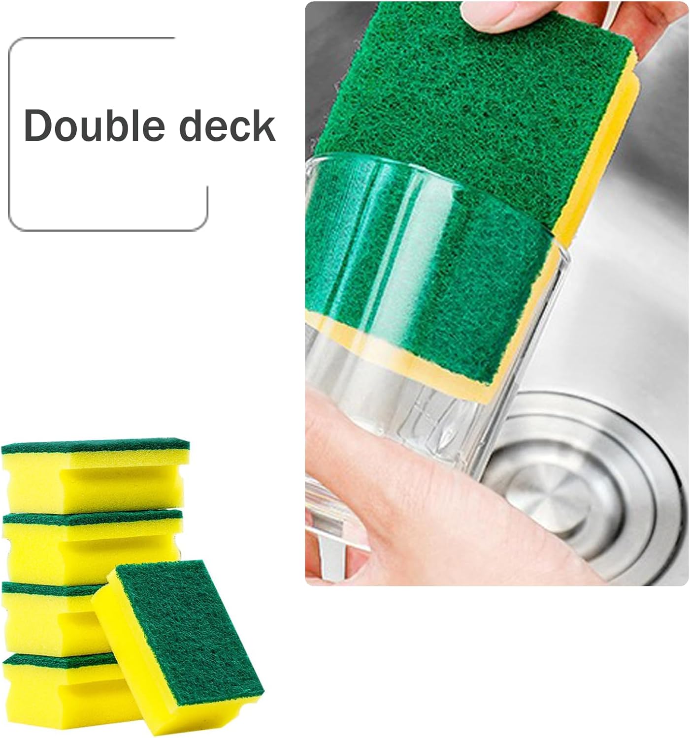 Sponges, Eco Non-Scratch Scrub Pads, Dish Scrubber for Cleaning Kitchen and Dish Cleaning,12 Scrubbing Sponges+ Draining Rack