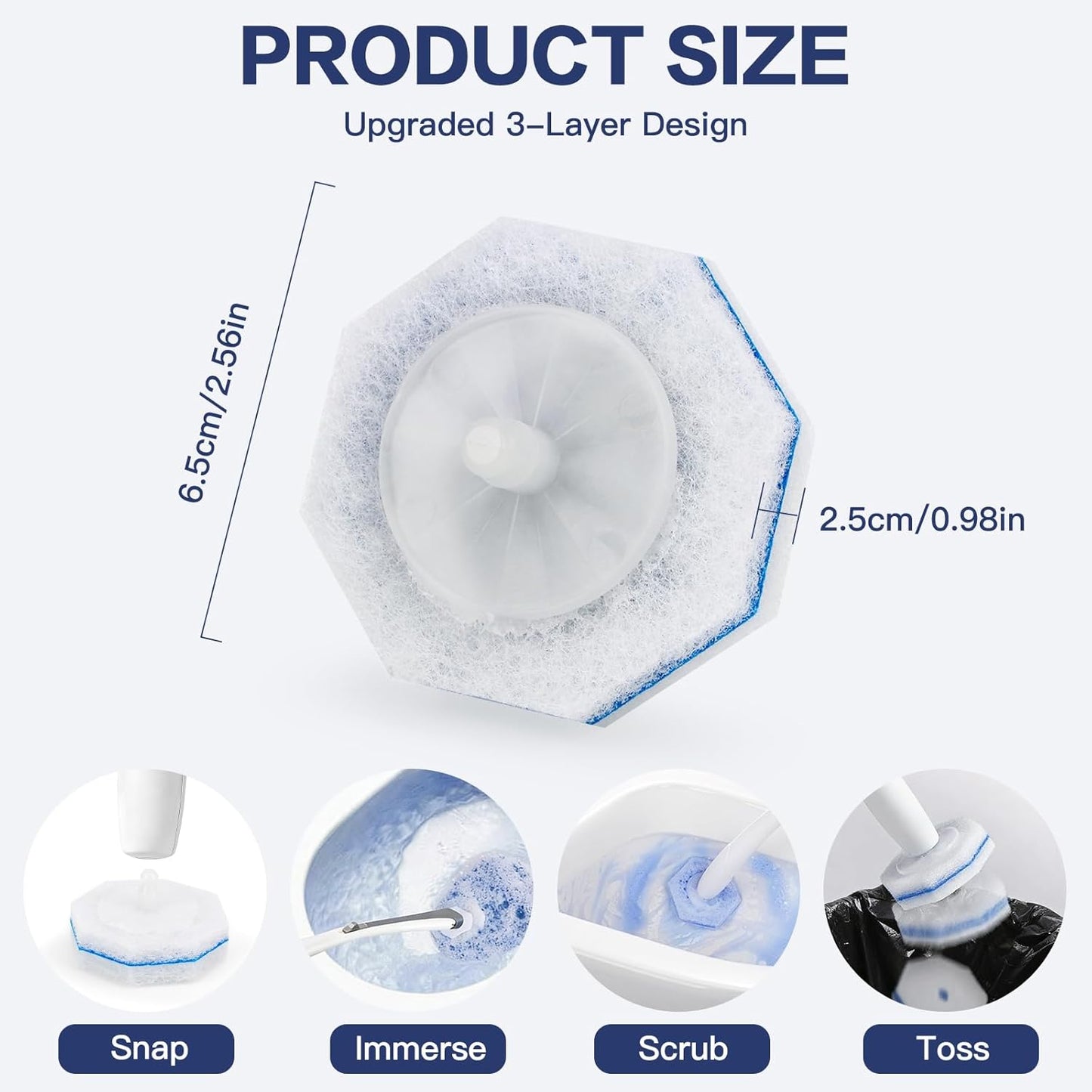 50PC Toilet Bowl Wand Refills, Disposable Toilet Brush Heads, Wall Mounted Scrubber Refill, Cleaner Refill Pads with Most Brushes for and Bathroom Cleaning