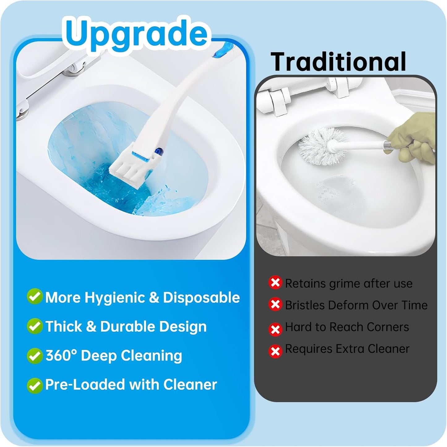 24 Pack Flushable Refills Compatible with Scrubbing Bubbles Toilet Bowl Brush, Disposable Cleaner Refills Pads for Scrubbing Bubbles Toilet Wand, Toilet Brush Refill Accessories (Only Pads)