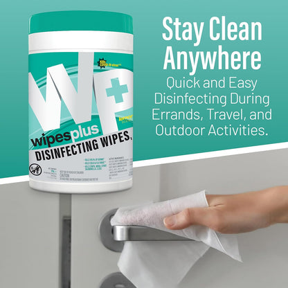 WIPESPLUS Disinfecting Surface Wipes Canister Bleach Free with Lemon Scent for Home and Business, 450 Count, (6 Packs of 75)