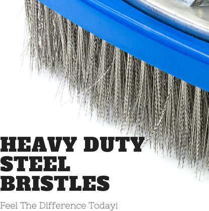 Aquatix Pro Heavy Duty 5" Pool Brush, Durable Stainless Steel Bristles, Aluminium Handle, Tackles & Cleans Stubborn Stains in Swimming Pools, Steps, Walls, Tiles, Best for Concrete & Gunite Surfaces