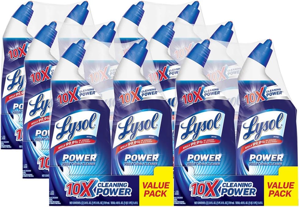 Lysol Power Toilet Bowl Cleaner Gel, For Cleaning and Disinfecting, Stain Removal, 24oz (Pack of 3)