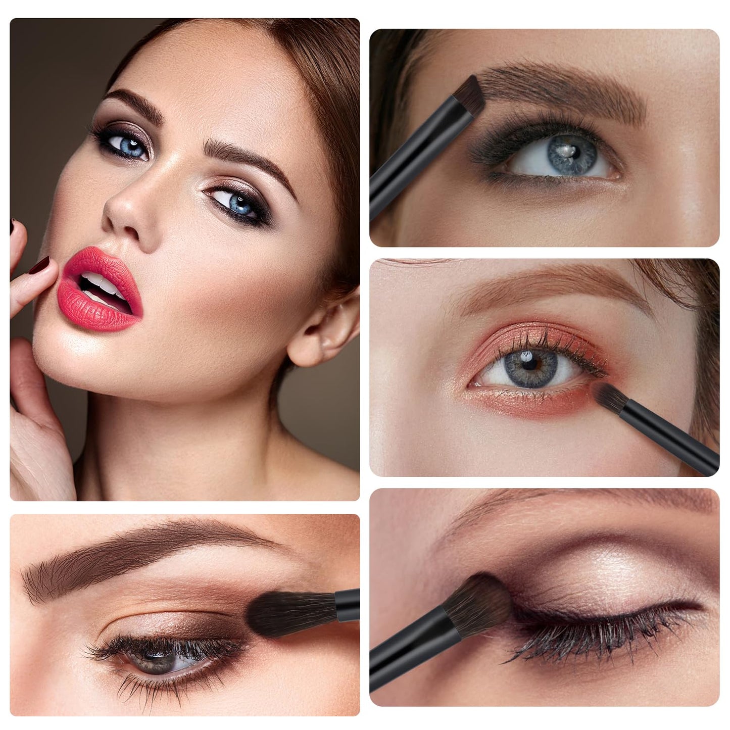 Eye Makeup Brush Set, 6 Pcs Professional Blending Eyeshadow Makeup Brushes for Concealer Eyebrows Eyeliner, Soft Hairs & Wood Handle