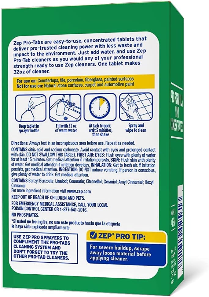 Zep PRO-TABS All Purpose Cleaner Dissolvable Tablets - 4 Tablets - ZUAPCTAB Just Add Water! Environmentally Friendly