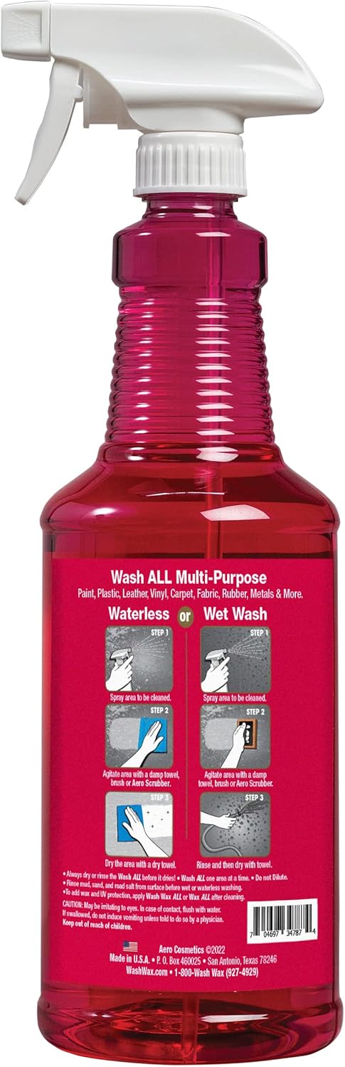 Aero Cosmetics Wash All Multi-Surface, Multi-Purpose Cleaner Degreaser. Kitchen, Bath, Floors, Furniture, Appliances, Home, Car, RV, and Boat