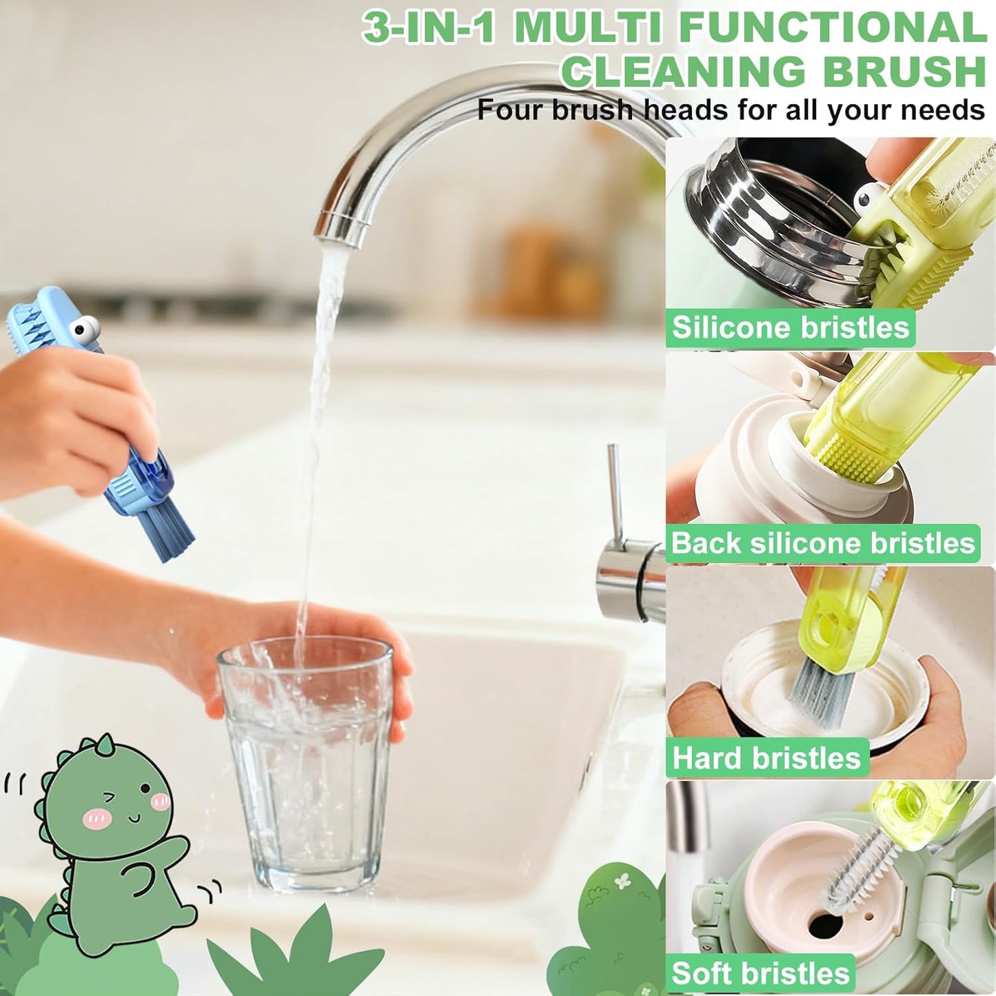 3 in 1 Cup Lid Cleaning Brush, Multifunctional Gap Cleaning Brush, Home Kitchen Crevice Brush, Portable Bottle Cleaner Brush for Cleaning Tight Spaces, Bottle Gaps, Travel Mug Caps(3 PCS)