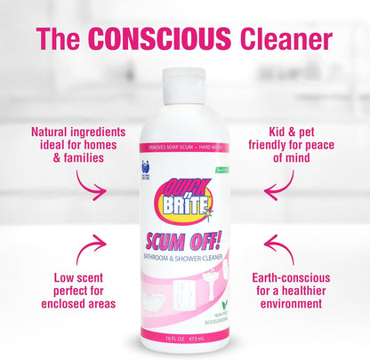 Quick 'n Brite Scum Off Shower Cleaner - No Scrub, No Harsh Chemical Daily Shower Cleaner, Multi-Surface All-Purpose Cleaner 64 Oz (Packaging May Vary)