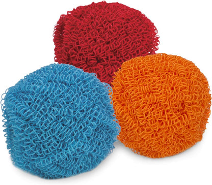 HIC Kitchen Scouring Pad and Dish Scrubbers, Scratch Resistant and Non-Stick, Set of 3, Assorted