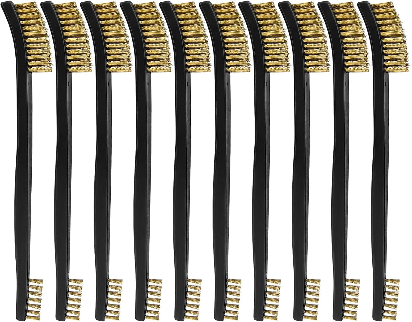 10 Pack 7Inch Double-Ended Gun Cleaning Brushes, Brass Wire Brush Set for Carbon & Copper Residues, All Purpose Metal Cleaning Kit with Nylon Handle