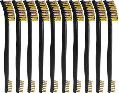 10 Pack 7Inch Double-Ended Gun Cleaning Brushes, Brass Wire Brush Set for Carbon & Copper Residues, All Purpose Metal Cleaning Kit with Nylon Handle