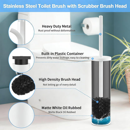 Stainless Steel Toilet Brush and Holder Set Oil Rubbed Matte Black Heavy Duty Toilet Bowl Brush with Long Handle for Bathroom and Farmhouse