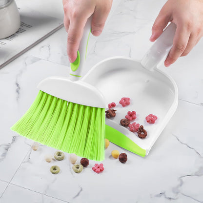 NACENA Small Dust Pan and Brush Set, Mini Broom and Dustpan Set Small Hand Broom and Brush Combo Dust Pan with Teeth for Home Cleaning Drawers Desktop Sofas and Outdoor, White & Gray