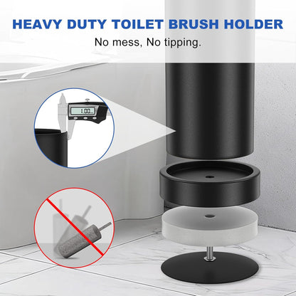 Toilet Brush and Holder Set: 304 Stainless Steel Heavy Duty Toilet Bowl Brush and Holder with Removable Inner Bowl and Splash Protection, Modern Long Handle Bathroom Cleaning Tool