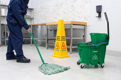 Carlisle FoodService Products Omnifit Mop Bucket with Side Press Wringer and Soiled Water Insert for Floor Cleaning, Kitchens, Restaurants, And Janitorial Use, Polypropylene (Pp), 35 Quarts, Yellow