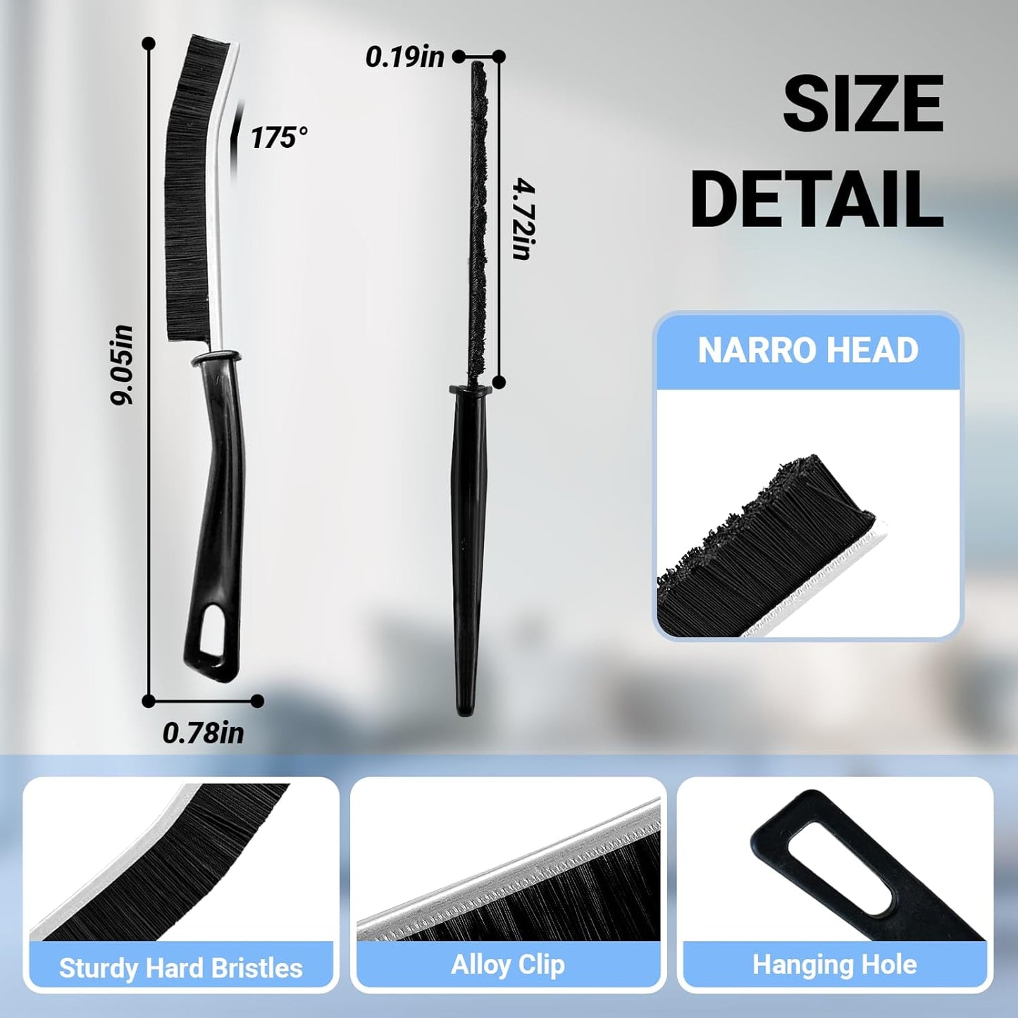 Crevice Cleaning Brush, 2026 New Multifunctional Gap Hard Bristled Grout Brush Tool for Scrub Small Spaces, Kitchen, Toilet, Bathroom, Corner, Grout, Sink, Window Tracks, Hinges, Tile(6pcs)