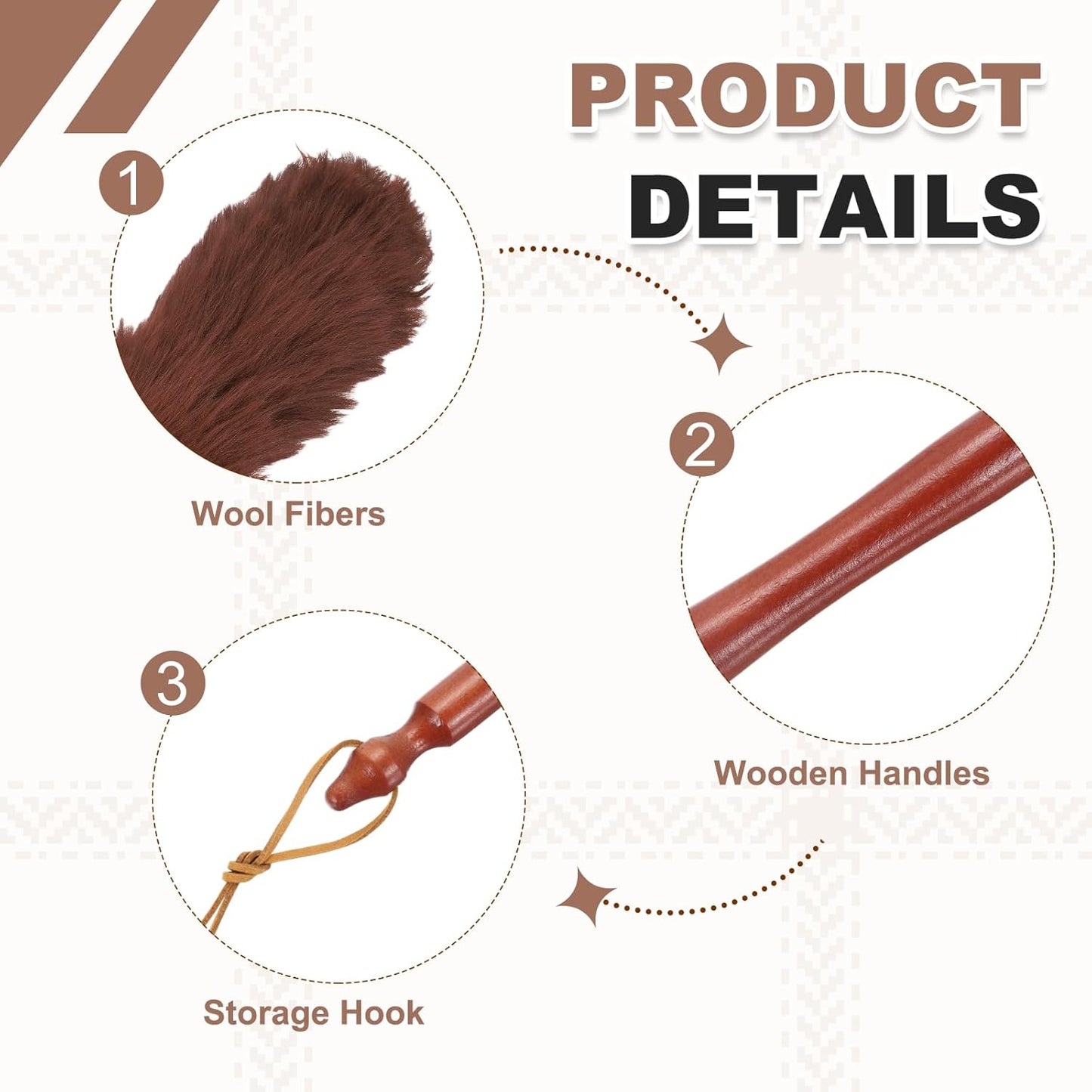 uxcell Wool Duster, 14.2" Natural Feather Cleaner Household Cleaning Duster with Solid Wooden Handle for Cleaning Fans Window Blinds Shelves Furniture, Pink