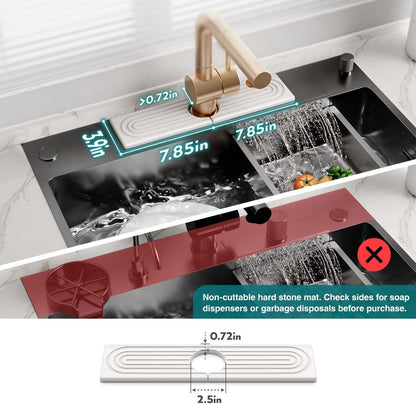Eormoe Faucet Mat for Kitchen Sink – Diatomite Stone Drying Mat & Sink Protectors, Prevent Moisture – Sink Splash Guard Water-Absorbing Stone Tray for Bathroom Counter (Light Grey, 23.6" x 3.9")