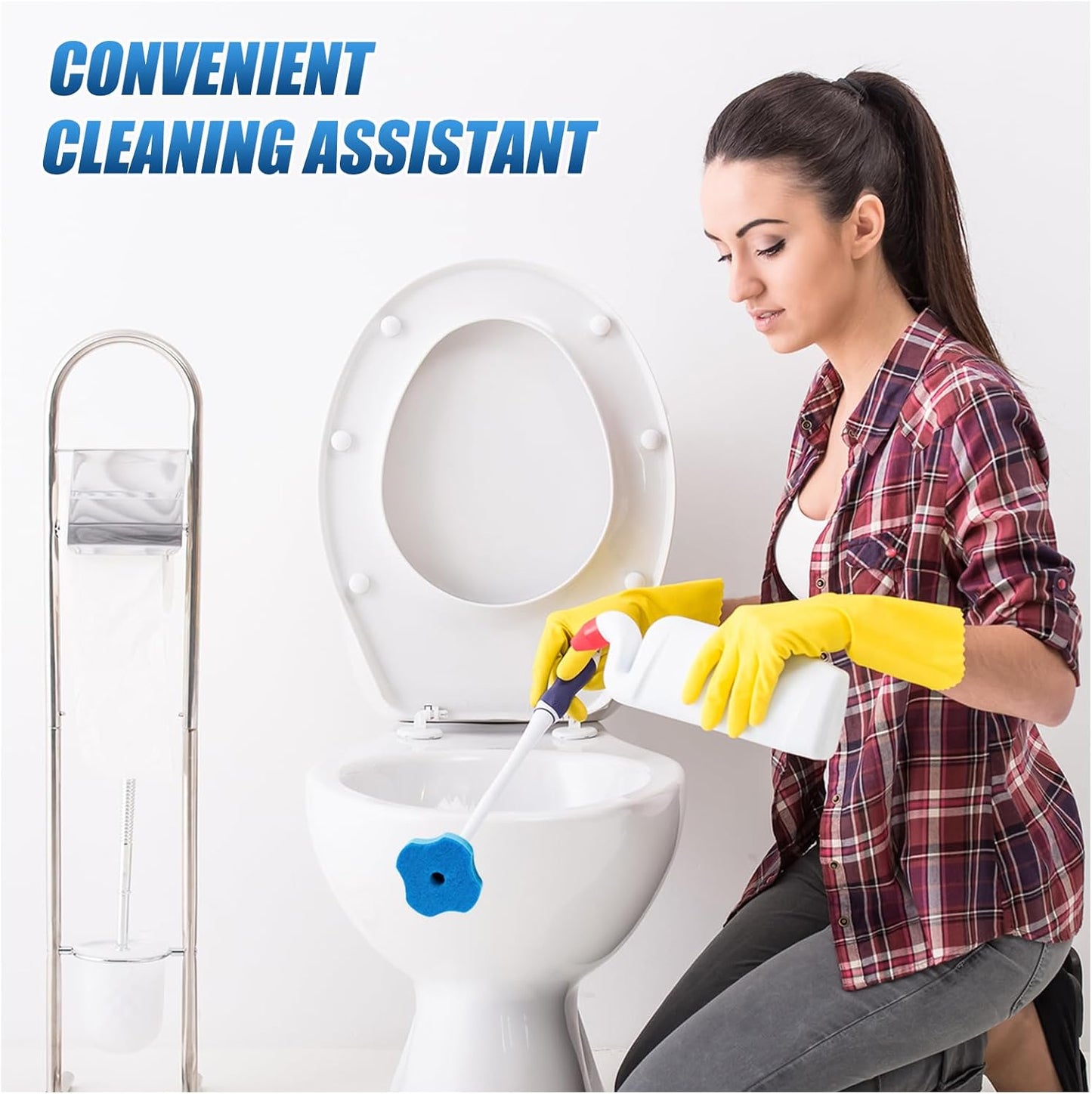 50PC Toilet Bowl Wand Refills, Replacement Heads for Bathroom Washroom Cleaning Pads, Disposable Toilet Brush Refills Lemon Fresh Yellow