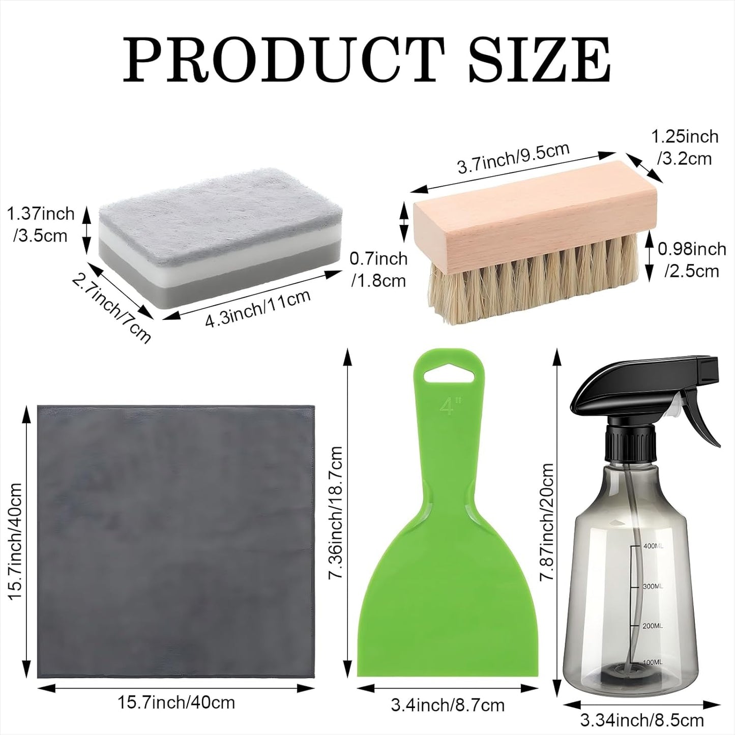 Hahafelt 7 Pcs Headstone Cleaner Kit for Grave Cleaning Gravestone Cleaner Grave Granite Includes Microfiber Cloth Spray Bottle Bristle Brush Headstone Sponge Disposable Gloves Plastic Scraper