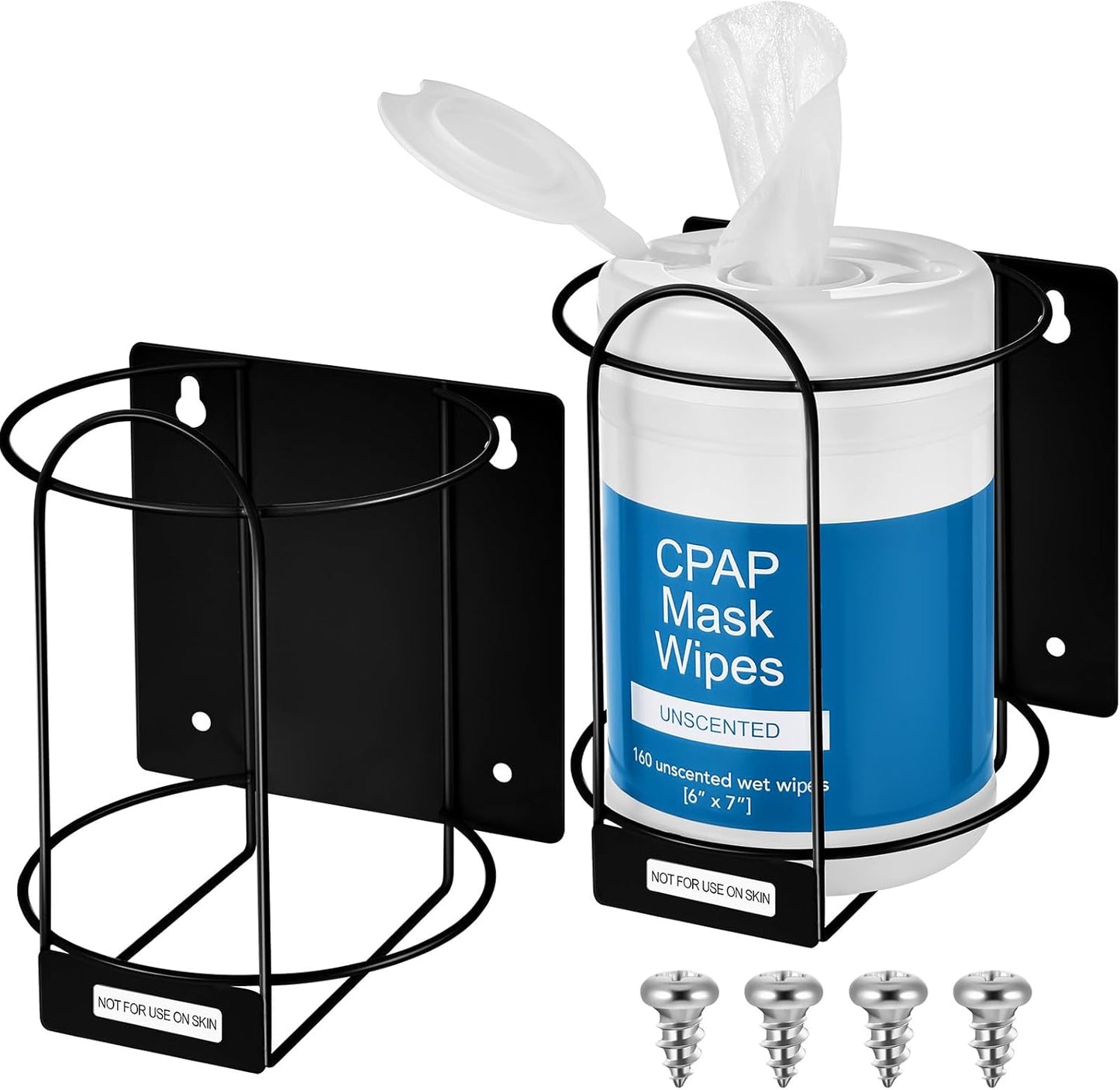 Maxcheck 2 Pack Wall Mounted Wipes Holders, Wall Brackets for Cleaning Wipes, Space-saving Organizer for Kitchen, Bathroom, Household, Office, Hospital, Gym, Public Restrooms(White)
