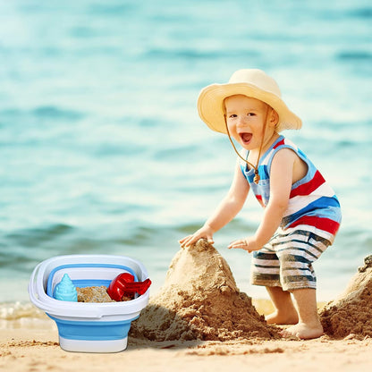 Collapsible Bucket, 5L 1.3Gallon Small Cleaning Mop Buckets for Household Outdoor Car Washing Tub Plastic Foldable Portable Camping Beach Sand Water Pot Pail Space Saving Square