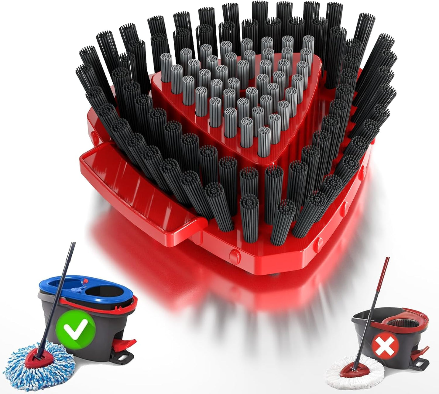 2 Pack Upgraded Spin Mop Replacement Scrub Brush Heads Compatible with Ocedar EasyWring 1 Tank,Full Bristle Scrubber Replace Great for Kitchen, Bathroom, Pools,Deck Hard Floor Cleaning