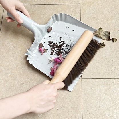 Mini Metal Dustpan and Brush Set, Natural Hand Broom, Stainless Steel Dust Pan, Heat-Safe for Fireplace Ash Cleaning, Anti-Static, Eco-Friendly