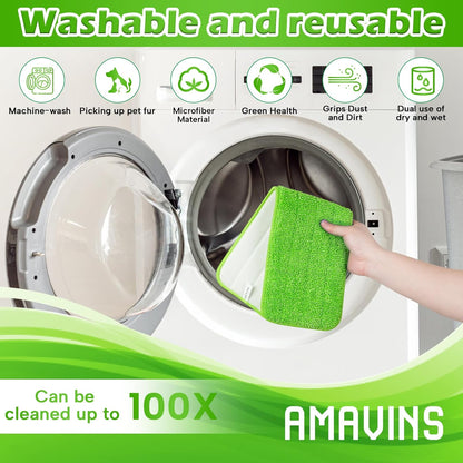 3 Pack Microfiber Reusable Mop Pads, Wet/Dry Floor Cleaning Refill Mop Pads, Spray Mop Hard Wood Floor Mop Pads Refills, Machine Washable Power Mop Pads Replacement