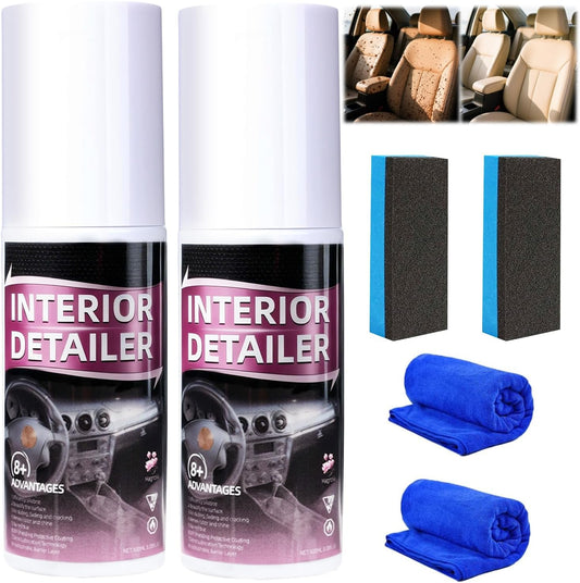Car Interior Cleaner Spray,Polishing Cleaner-All Purpose Polishing Detailer for Dashboard, Leather, Plastic & Rubber-Advanced Plastic Clarify & Anti-Dust Formula for Auto Detailing(2 Pack)
