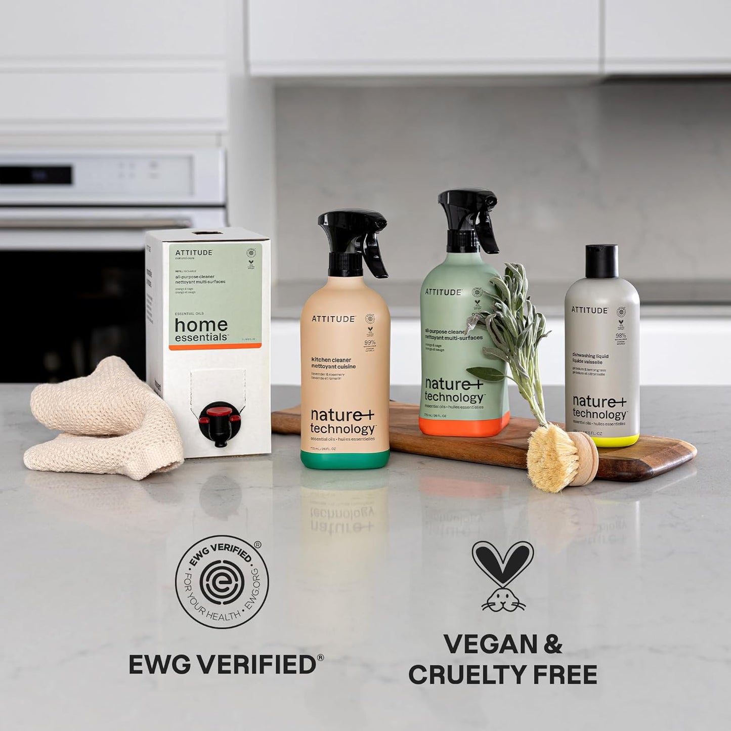 ATTITUDE Dish Soap, EWG Verified, Plant and Mineral-Based Ingredients, Vegan and Cruelty-free Household Products, Geranium and Lemongrass, 16 Fl Oz