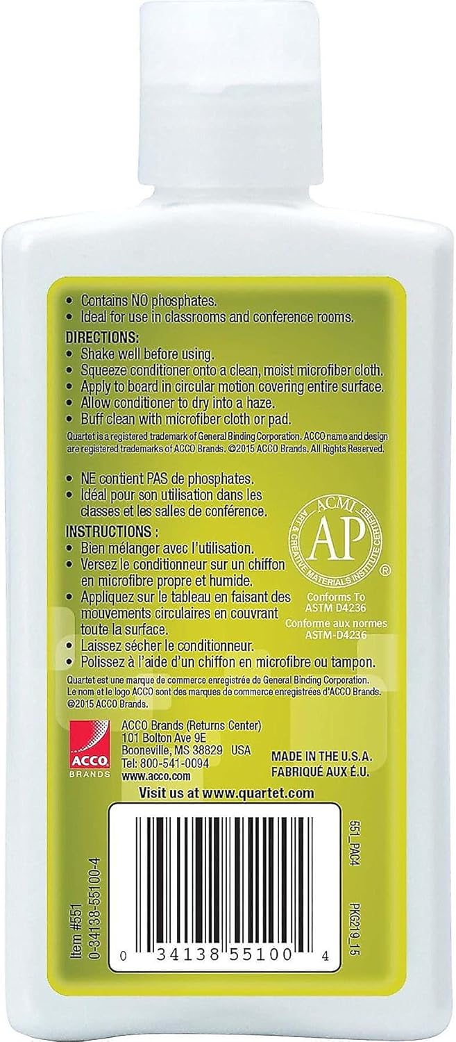 Quartet Dry Erase Board Cleaner Spray, Non-toxic, 17fl.Oz/503ml Whiteboard Cleaning Bottle (550)